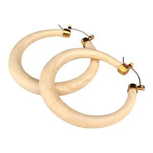Never Worn Vintage Designer Earrings Lucite Hoops Gold Plated Leverback 8B